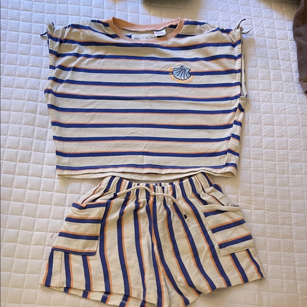 Zara-  Striped Shorts Set